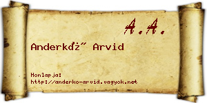 Anderkó Arvid névjegykártya